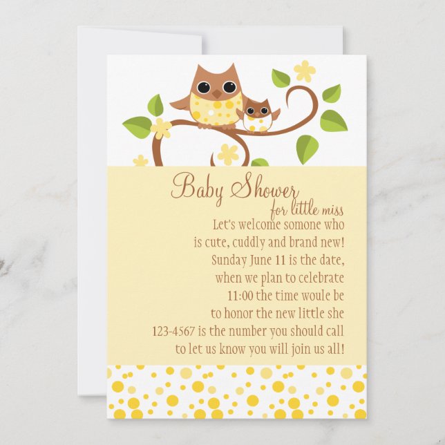 Mama and Baby Owl Invitation (Front)