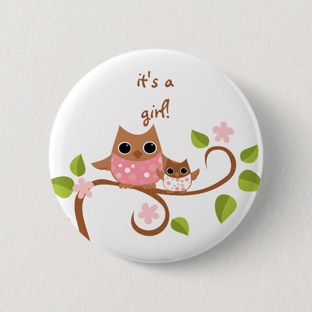 Mama and Baby Owls 2 Inch Round Button (Front)