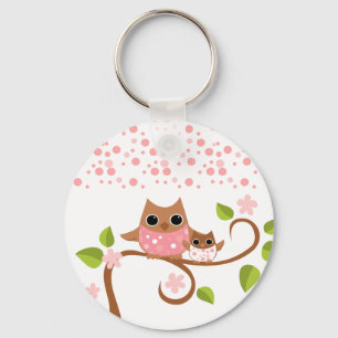 Mama and Baby Owls Keychain