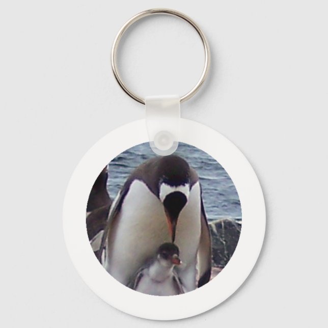 Mama and Baby Penguin Keychain (Front)
