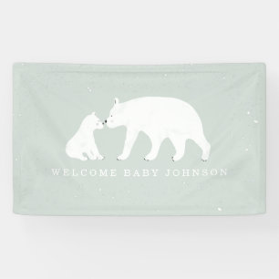 Mama and Baby Polar Bear Snow Blue Baby Shower Banner