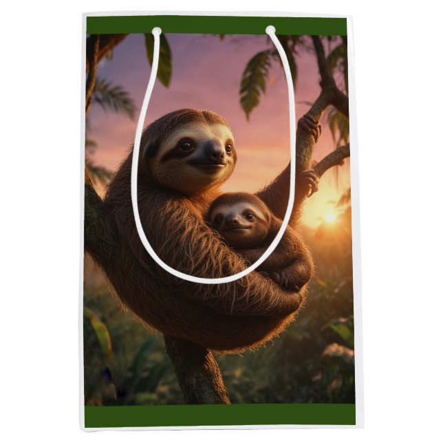 Mama and Baby Sloth Medium Gift Bag (Front)
