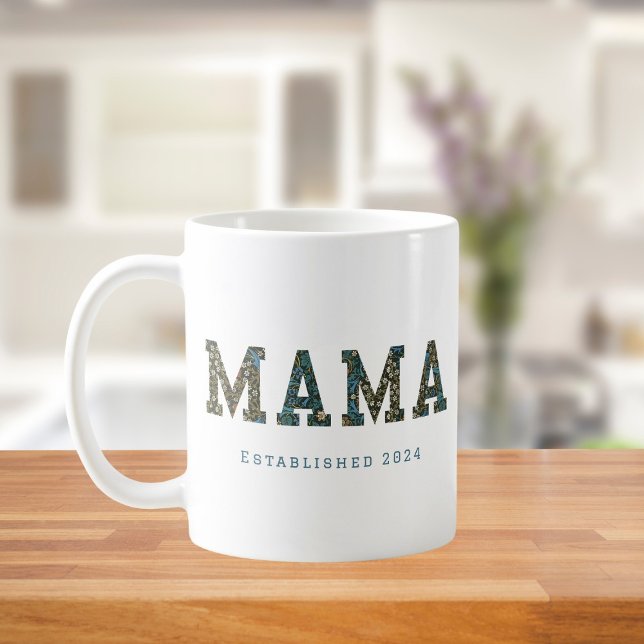 Mama année customisée - Mug à café fleuri tendance (Créateur téléchargé)