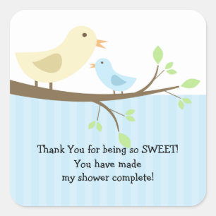 Mama & Baby Bird Baby Shower Square Sticker! Sticker