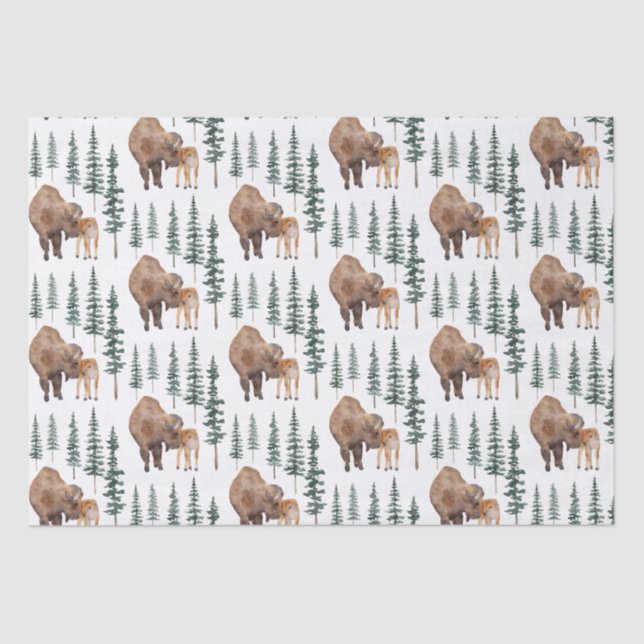 Mama Baby Bison Tissue Paper (Front)