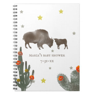 Mama Baby Buffalo Cactus Girl Baby Shower Guest Notebook