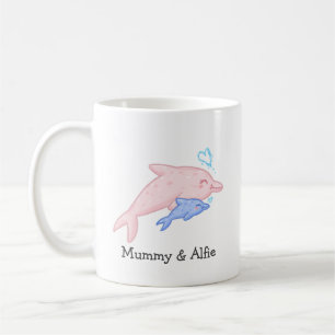 Mama & Baby Dolphin – Personalized Family Coffee Mug