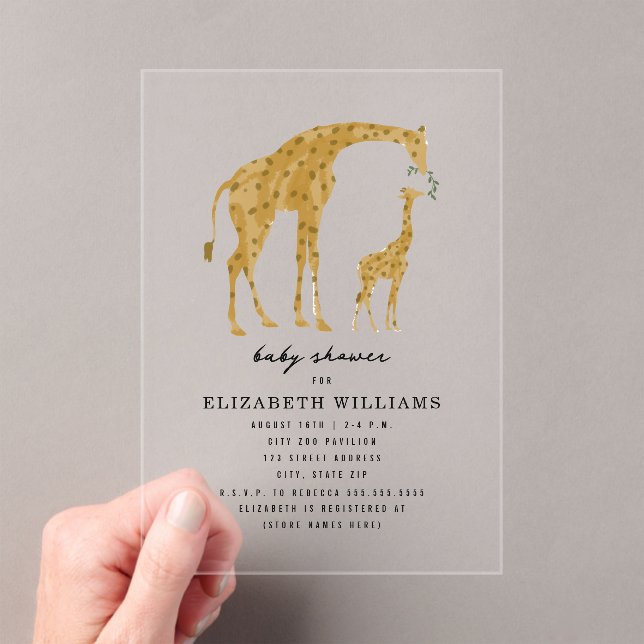 Mama & Baby Giraffe Invitation Baby shower neutre (In situ (ordinateur de poche))