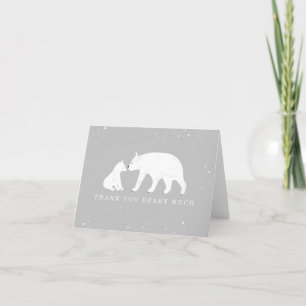 Mama Baby Polar Bear Gray Baby Shower Thank You Card