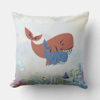 Mama & Baby Whale Throw Pillow