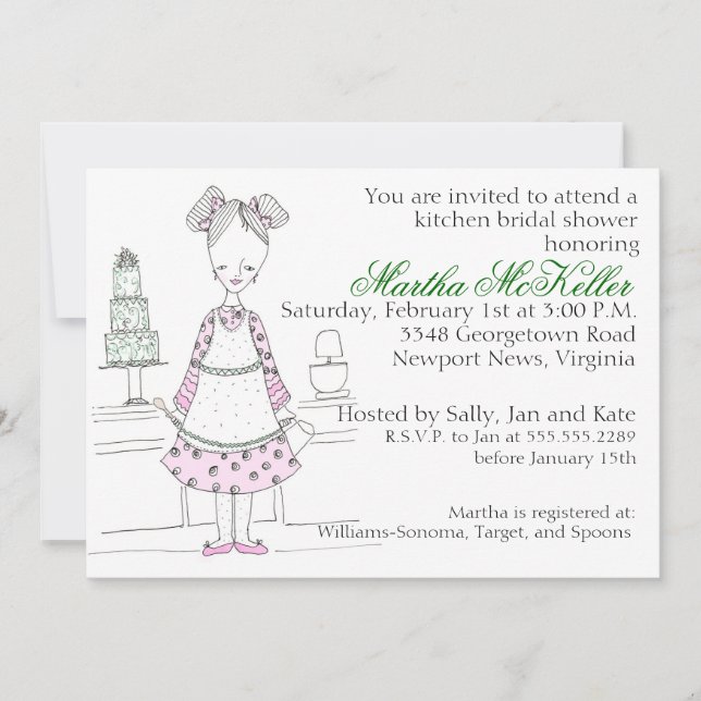 Mama Bakes - Cuisine Nuptiale Douche Invitation (Devant)