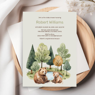 Mama bear adventure awaits baby shower invitation 