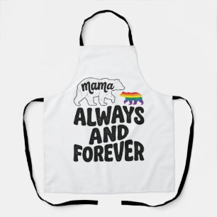 Mama Bear Always And Forever Vintage Rainbow Shirt Apron