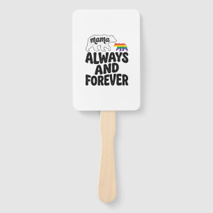 Mama Bear Always And Forever Vintage Rainbow Shirt Hand Fan