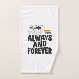 Mama Bear Always And Forever Vintage Rainbow Shirt Hand Towel