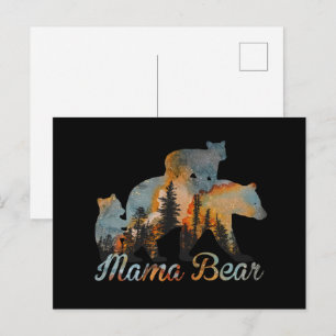Mama Bear And baby Bear Vintage Forest Mothers Day Postcard