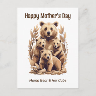 Mama Bear And Her Cubs - Happy Mother's Day Postcard