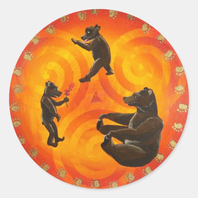 Mama Bear Animal Guide Hex Sign Classic Round Sticker (Front)