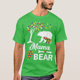 Mama Bear Autism Awareness Grandma Mom Women Funny T-Shirt