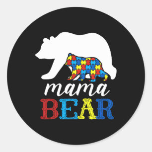 Mama Bear Autism Awareness Puzzle Mom Gift  Classic Round Sticker