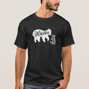 Mama Bear Autism Awareness Puzzle Piece Support Au T-Shirt