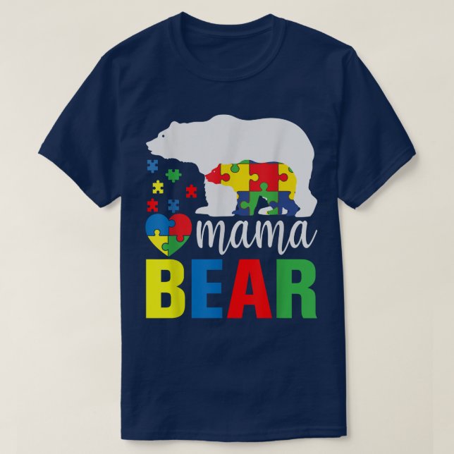 Mama Bear Autism Awareness  T-Shirt (Design Front)