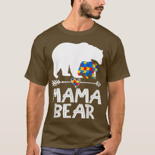 Mama Bear Autism Mom Awareness Puzzle Piece Suppor T-Shirt
