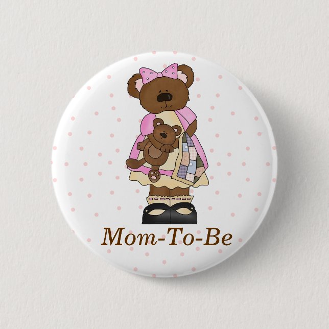 Mama Bear Baby Shower Mommy Pin Button (Front)