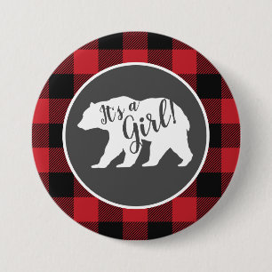 Mama Bear Baby Shower Woodland Lodge 3 Inch Round Button