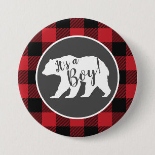 Mama Bear Baby Shower Woodland Lodge 3 Inch Round Button