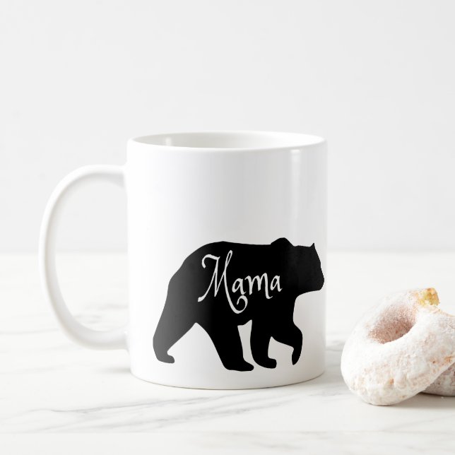 Mama Bear black and white Coffee Mug (With Donut)
