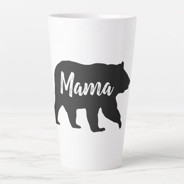 Mama Bear Black and White Latte Mug (Devant)