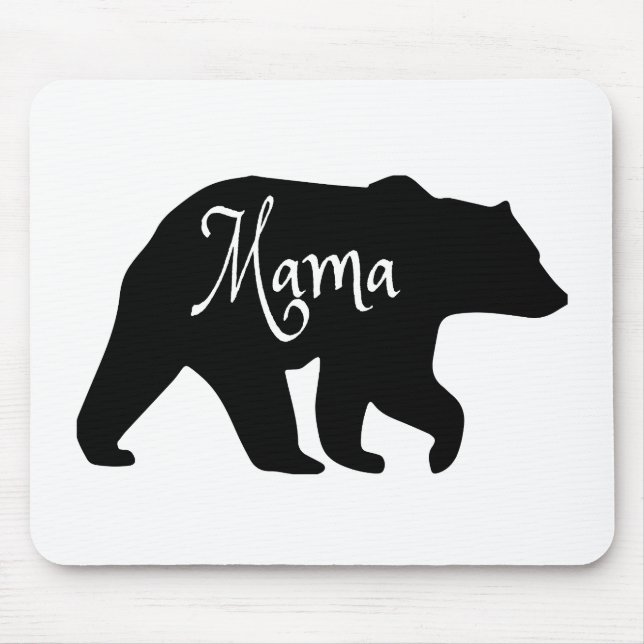Mama Bear black and white Mouse Pad (Front)