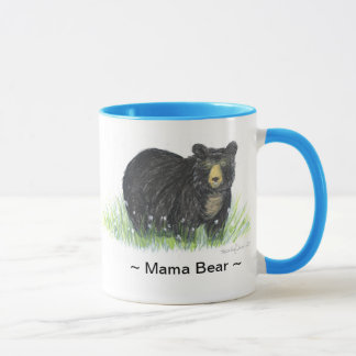 ~ Mama Bear ~ Black Bear blue trim mug
