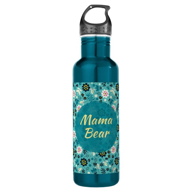 Mama Bear Bouteille d'eau Turquoise (Devant)