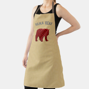 Mama Bear buffalo plaid bear Christmas Apron