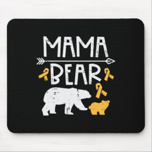Mama Bear Childhood Cancer Ribbon Awareness Mom Mo Mouse Pad