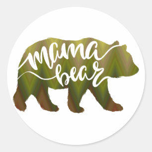Mama  bear  - Choose background color Classic Round Sticker