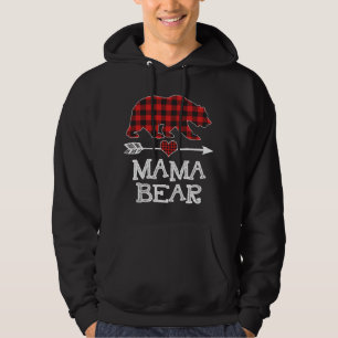 Mama Bear Christmas Pajama Red Plaid Buffalo Famil Hoodie