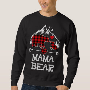 Mama Bear Christmas Pajama Red Plaid Buffalo Famil Sweatshirt