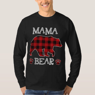 Mama Bear Christmas Pajama Red Plaid Buffalo Famil T-Shirt