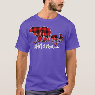Mama Bear Christmas Pajama Red Plaid Buffalo Famil T-Shirt