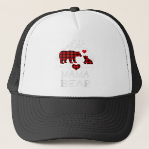 Mama Bear Christmas Pajama Red Plaid Buffalo Famil Trucker Hat