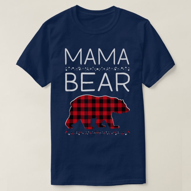 Mama Bear Christmas Pyjamas Matching Family Plaid  T-Shirt (Design Front)
