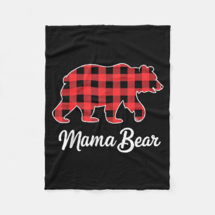 Mama Bear Christmas Red Buffalo Plaid Family Match Fleece Blanket