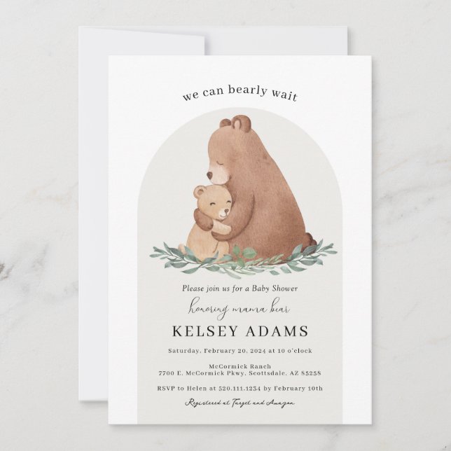Mama Bear Cute Baby shower Invitation (Devant)