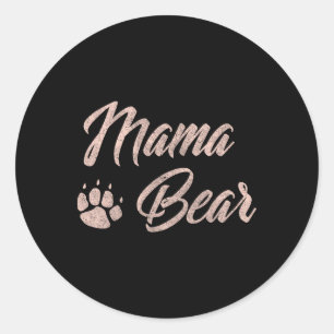 Mama Bear Cute Mothers Day Gift For Mom Paw Pink  Classic Round Sticker