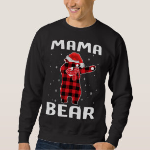 Mama Bear Dabbing Christmas Pajama With Santa Hat Sweatshirt