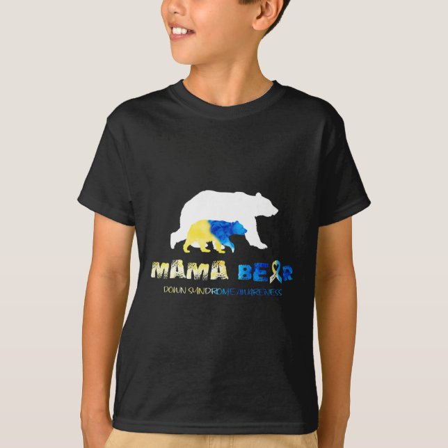 Mama Bear Down Syndrome Awareness Survivors  T-Shirt (Front)