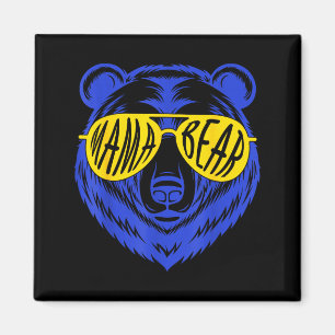 Mama bear down syndrome mom son daughter yellow magnet